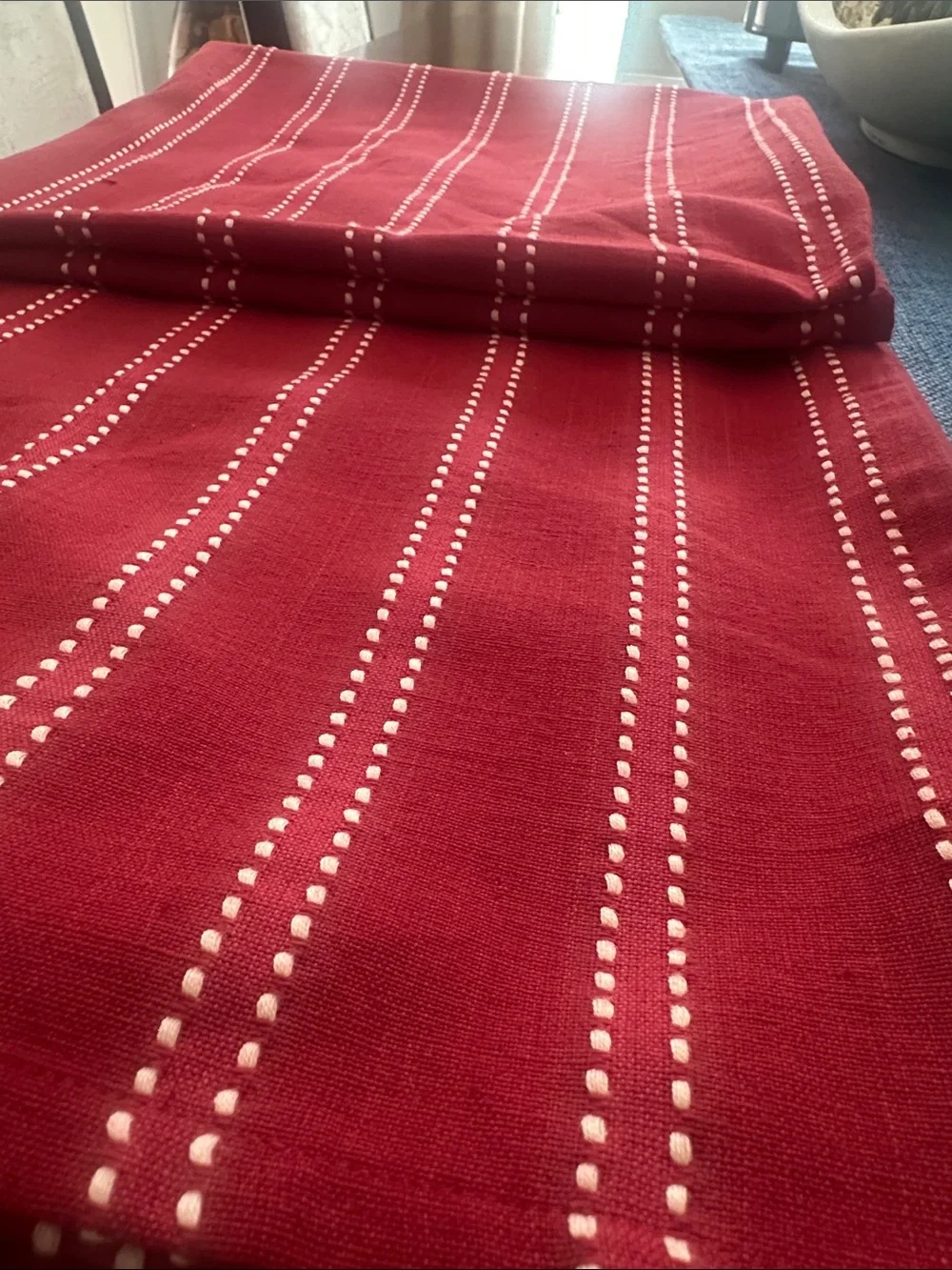 Lintex Red & White Striped Rectangular Table Runner